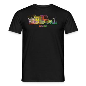 Boisean Skyline Buntes Stadtbild Boise - Männer T-Shirt - Schwarz - Vorne - AI Model Male 178 light (178cm)
