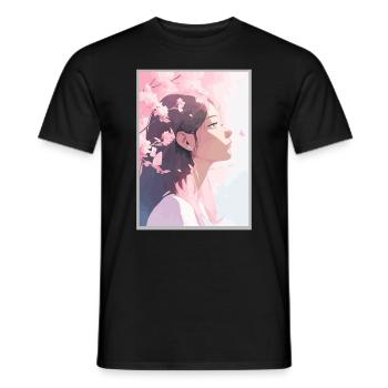 Vintage Japanisch Ästhetik Otaku Anime Girl - Männer T-Shirt - Schwarz - Vorne - AI Model Male 178 light (178cm)