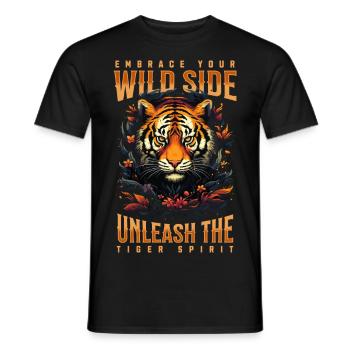 Tiger Tigerkopf Raubkatze Raubtier Stark Kraft - Männer T-Shirt - Schwarz - Vorne - AI Model Male 178 light (178cm)