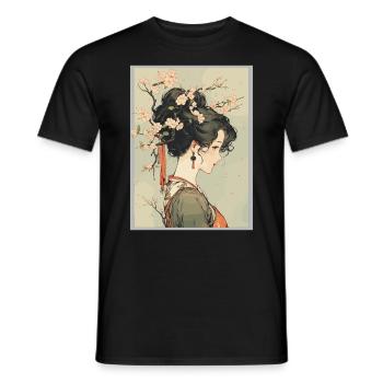 Vintage Japanisch Ästhetik Otaku Anime Girl - Männer T-Shirt - Schwarz - Vorne - AI Model Male 178 light (178cm)