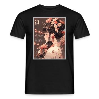 Vintage Japanisch Ästhetik Otaku Anime Girl - Männer T-Shirt - Schwarz - Vorne - AI Model Male 178 light (178cm)