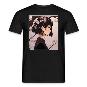 Vintage Japanisch Ästhetik Otaku Anime Girl - Männer T-Shirt - Schwarz - Vorne - AI Model Male 178 light (178cm)