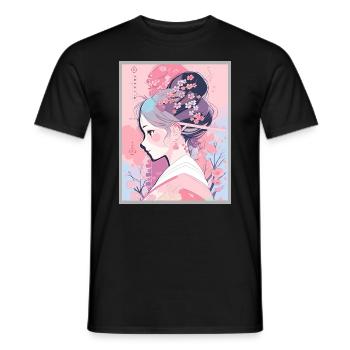 Vintage Japanisch Ästhetik Otaku Anime Girl - Männer T-Shirt - Schwarz - Vorne - AI Model Male 178 light (178cm)