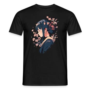 Vintage Japanisch Ästhetik Otaku Anime Girl - Männer T-Shirt - Schwarz - Vorne - AI Model Male 178 light (178cm)