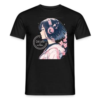 Vintage Japanisch Ästhetik Otaku Anime Girl - Männer T-Shirt - Schwarz - Vorne - AI Model Male 178 light (178cm)