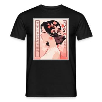 Vintage Japanisch Ästhetik Otaku Anime Girl - Männer T-Shirt - Schwarz - Vorne - AI Model Male 178 light (178cm)