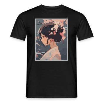 Vintage Japanisch Ästhetik Otaku Anime Girl - Männer T-Shirt - Schwarz - Vorne - AI Model Male 178 light (178cm)