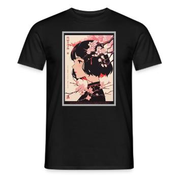 Vintage Japanisch Ästhetik Otaku Anime Girl - Männer T-Shirt - Schwarz - Vorne - AI Model Male 178 light (178cm)