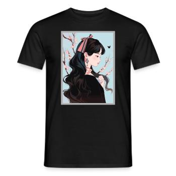 Vintage Japanisch Ästhetik Otaku Anime Girl - Männer T-Shirt - Schwarz - Vorne - AI Model Male 178 light (178cm)