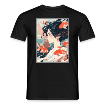 Vintage Japanisch Ästhetik Otaku Anime Girl - Männer T-Shirt - Schwarz - Vorne - AI Model Male 178 light (178cm)