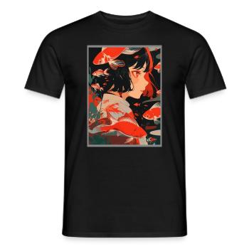 Vintage Japanisch Ästhetik Otaku Anime Girl - Männer T-Shirt - Schwarz - Vorne - AI Model Male 178 light (178cm)