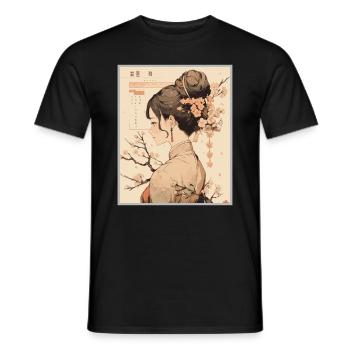 Vintage Japanisch Ästhetik Otaku Anime Girl - Männer T-Shirt - Schwarz - Vorne - AI Model Male 178 light (178cm)