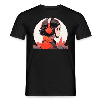 Vintage Japanisch Ästhetik Otaku Anime Girl - Männer T-Shirt - Schwarz - Vorne - AI Model Male 178 light (178cm)