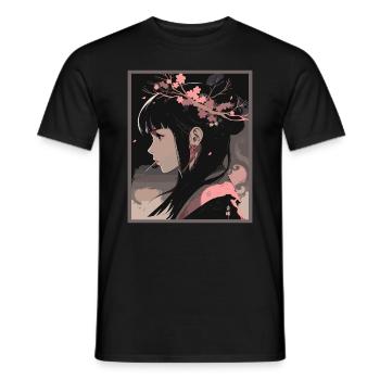 Vintage Japanisch Ästhetik Otaku Anime Girl - Männer T-Shirt - Schwarz - Vorne - AI Model Male 178 light (178cm)