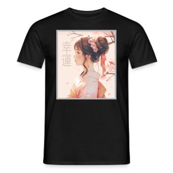 Vintage Japanisch Ästhetik Otaku Anime Girl - Männer T-Shirt - Schwarz - Vorne - AI Model Male 178 light (178cm)