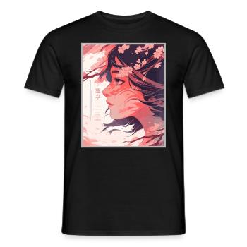 Vintage Japanisch Ästhetik Otaku Anime Girl - Männer T-Shirt - Schwarz - Vorne - AI Model Male 178 light (178cm)