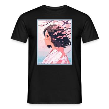 Vintage Japanisch Ästhetik Otaku Anime Girl - Männer T-Shirt - Schwarz - Vorne - AI Model Male 178 light (178cm)