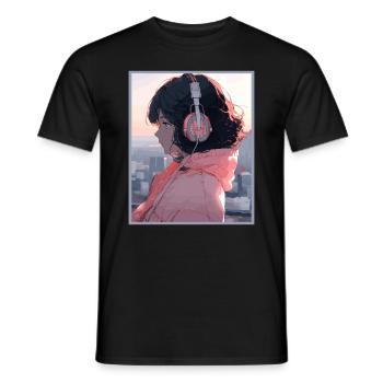 Vintage Japanisch Ästhetik Otaku Anime Girl - Männer T-Shirt - Schwarz - Vorne - AI Model Male 178 light (178cm)