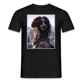 Vintage Japanisch Ästhetik Otaku Anime Girl - Männer T-Shirt - Schwarz - Vorne - AI Model Male 178 light (178cm)