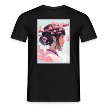 Vintage Japanisch Ästhetik Otaku Anime Girl - Männer T-Shirt - Schwarz - Vorne - AI Model Male 178 light (178cm)