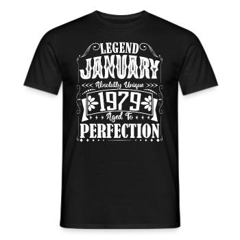 Janvier 1979. Cadeau d'Anniversaire janvier 1979. - T-shirt homme - noir - Devant - AI Model Male 178 light (178cm)