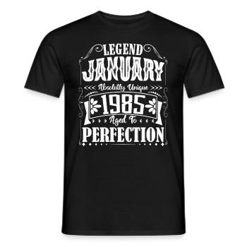 January 1985. January 1985 Birthday Gift. - Men's T-Shirt - black - Front - AI Model Male 178 light (178cm)