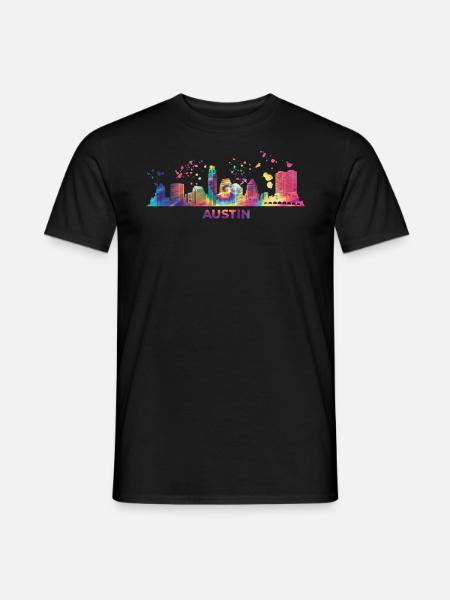 Austinites Aquarelle Skyline Austin - T-shirt homme - noir