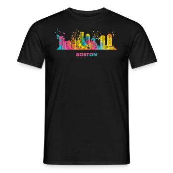 Bostonian Skyline Colorful Cityscape Boston - Men's T-Shirt - black - Front - AI Model Male 178 light (178cm)