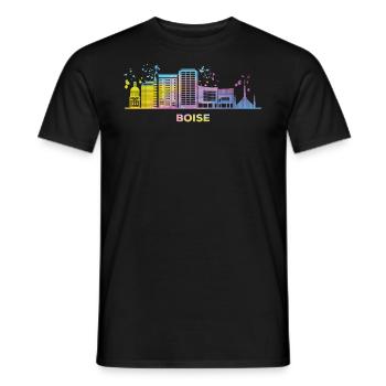 Boisean Skyline Buntes Stadtbild Boise - Männer T-Shirt - Schwarz - Vorne - AI Model Male 178 light (178cm)