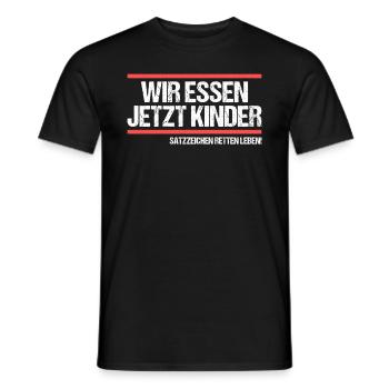 Wir essen jetzt Kinder Grammatik Deutschlehrer - Männer T-Shirt - Schwarz - Vorne - AI Model Male 178 light (178cm)