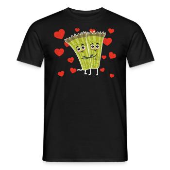 Cute Asparagus Couple Hugging Asparagus Lovers - Men's T-Shirt - black - Front - AI Model Male 178 light (178cm)