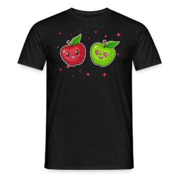 Cute Apple Couple Hugging Apple Fruits Lovers - Männer T-Shirt - Schwarz - Vorne - AI Model Male 178 light (178cm)