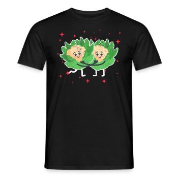 Cute Cauliflower Couple Hugging Cauliflower Lovers - Männer T-Shirt - Schwarz - Vorne - AI Model Male 178 light (178cm)