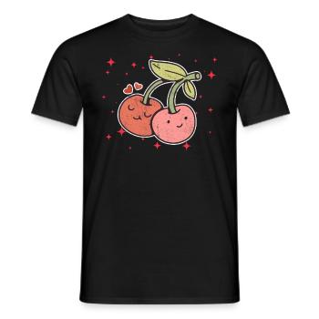 Cute Cherry Couple Hugging Cherry Lovers - Men's T-Shirt - black - Front - AI Model Male 178 light (178cm)