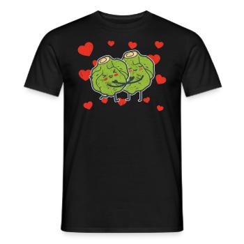 Brussels Sprout Couple Hugging Brussels Sprout - Men's T-Shirt - black - Front - AI Model Male 178 light (178cm)