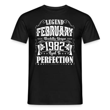 February 1982. February 1982 Birthday Gift. - Men's T-Shirt - black - Front - AI Model Male 178 light (178cm)