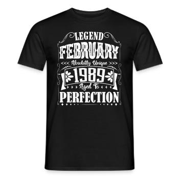 Février 1989. Cadeau d'Anniversaire février 1989. - T-shirt homme - noir - Devant - AI Model Male 178 light (178cm)