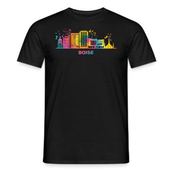Boisean Skyline Buntes Stadtbild Boise - Männer T-Shirt - Schwarz - Vorne - AI Model Male 178 light (178cm)