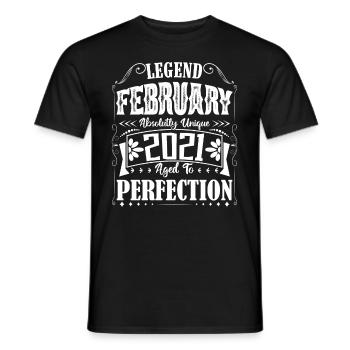 Février 2021. Cadeau d'Anniversaire février 2021. - T-shirt homme - noir - Devant - AI Model Male 178 light (178cm)