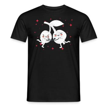 Cute Cranberry Couple Hugging Cranberry Fruits - Männer T-Shirt - Schwarz - Vorne - AI Model Male 178 light (178cm)