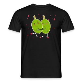 Cute Durian Couple Hugging Durian Fruits - Männer T-Shirt - Schwarz - Vorne - AI Model Male 178 light (178cm)