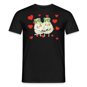 Cute Fennel Couple Hugging Fennel Fruits - Männer T-Shirt - Schwarz - Vorne - AI Model Male 178 light (178cm)