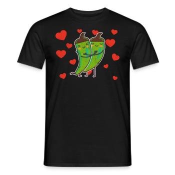 Mignon Couple De Chili Vert Étreindre Les Amateurs De Chili - T-shirt homme - noir - Devant - AI Model Male 178 light (178cm)