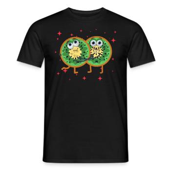Cute Kiwi Couple Hugging Kiwi Fruit Lovers - Männer T-Shirt - Schwarz - Vorne - AI Model Male 178 light (178cm)