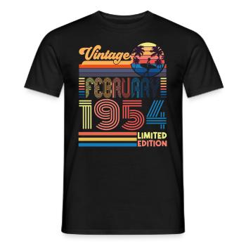 Anniversaire Février 1954. Cadeau Fevrier 1954. - T-shirt homme - noir - Devant - AI Model Male 178 light (178cm)