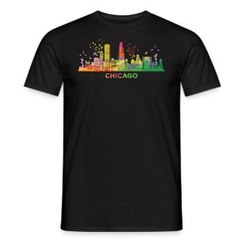 Chicagoan Aquarell Skyline Chicago - Männer T-Shirt - Schwarz - Vorne - AI Model Male 178 light (178cm)