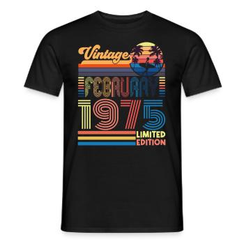 Birthday February 1975. February 1975 gift. - Men's T-Shirt - black - Front - AI Model Male 178 light (178cm)