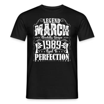 Mars 1988. Cadeau d'Anniversaire mars 1988. March. - T-shirt homme - noir - Devant - AI Model Male 178 light (178cm)