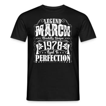 March 1978. March 1978 Birthday Gift. March. - Men's T-Shirt - black - Front - AI Model Male 178 light (178cm)