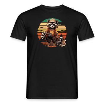 Raton laveur, Photographe de paysage, Photographe de nature - T-shirt homme - noir - Devant - AI Model Male 178 light (178cm)